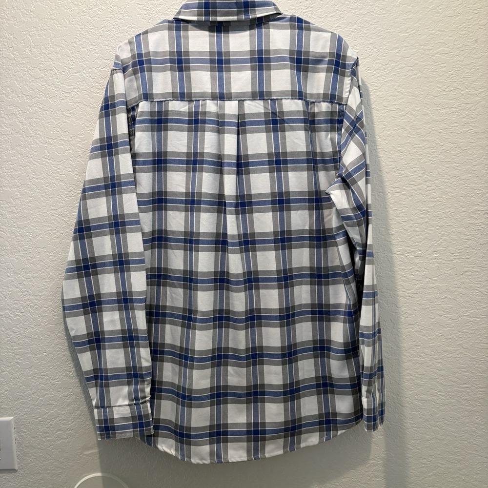 Dixxon Flannel Shirt Mens Large Adams Polishes RINSER White Gray Blue LS - Picture 2 of 16